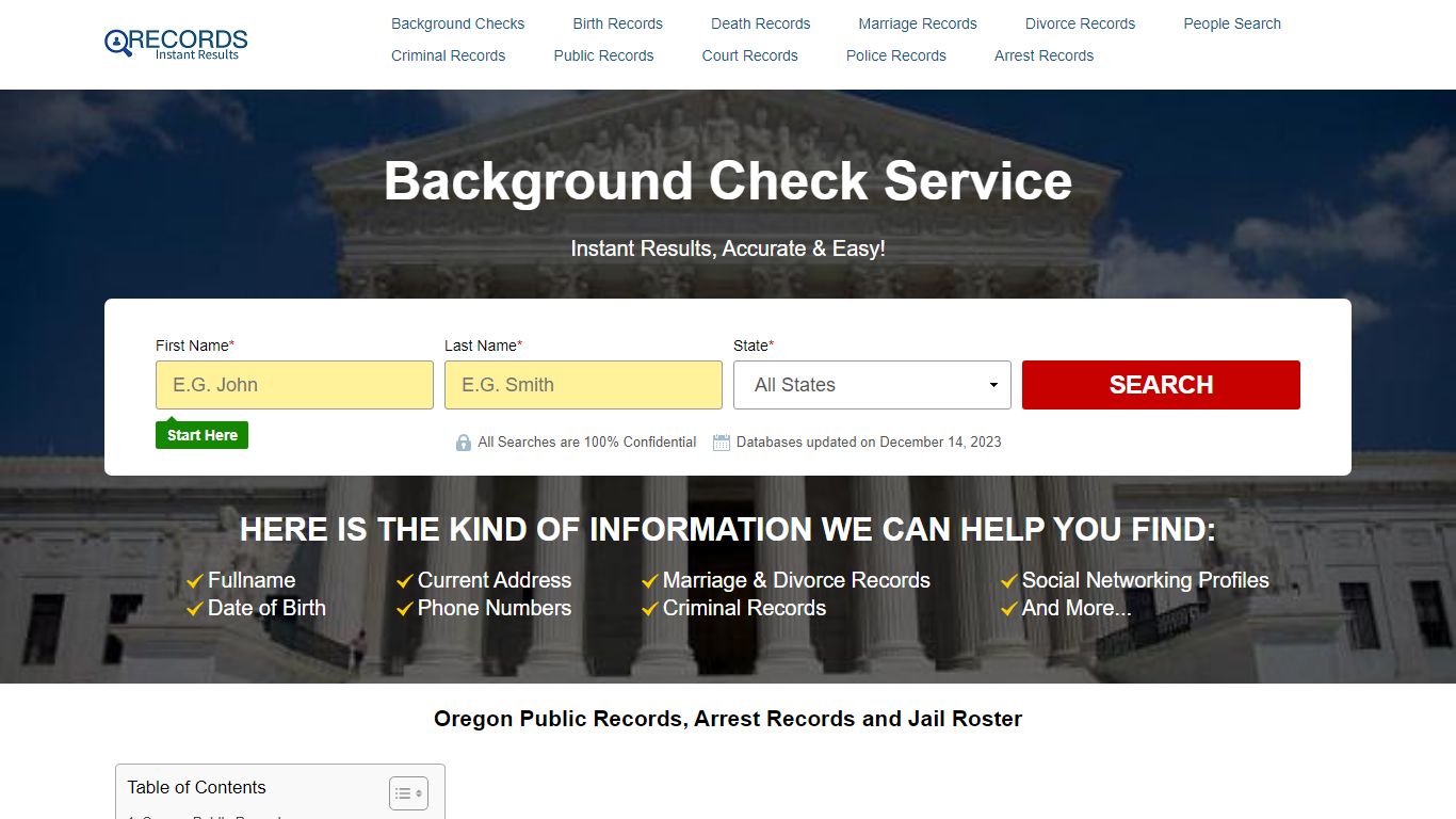 Oregon Public Records, Arrest Records and Jail Roster
